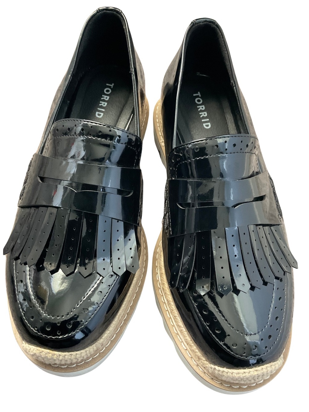 torrid Black Patent Kiltie Fringe Slip-On Loafers Size 10 Wide